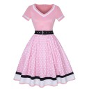 Rochie retro cu buline pentru femei 6