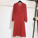 Rochie roșie pentru femei, cu buline 5