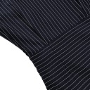Rochii mini pentru femei cu mânecă lungă și guler cu nasturi, cu fustă ajustată, de culoare albastru închis cu dungi fine pentru birou 12