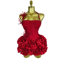 Rochii scurte de damă cu bretele, volane și top corset cu decor floral pentru baluri, petreceri și evenimente sociale de seară 2