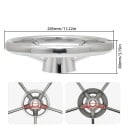 Roda de leme em aço inoxidável de cinco raios diâmetro 285 mm profundidade 80 mm furo 17 a 19 mm polido prateado para barco iate e barco a motor 3