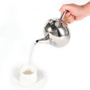 Roestvrijstalen theepot met verwijderbaar filter van fijne gaas Voor het zetten van losse thee Glanzend spiegeloppervlak en hoge handgreep 2