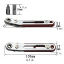 Rohos szögű racsnis csavarhúzó szűk helyekhez 103 x 11 x 17 mm Kétirányú mechanizmus Alacsony profil Bit készlet 3
