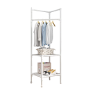 Rohový suport pentru îmbrăcăminte 180 x 45 x 45 cm cu bară de 60 cm Structură metalică din oțel carbon și două rafturi din țesătură nețesută 4 Rohový suport pentru îmbrăcăminte 180 x 45 x 45 cm cu bară de 60 cm Structură metalică din oțel carbon și două rafturi din țesătură nețesută 4