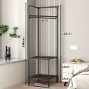 Rohový suport pentru îmbrăcăminte 180 x 45 x 45 cm cu bară de 60 cm Structură metalică din oțel carbon și două rafturi din țesătură nețesută 2 Rohový suport pentru îmbrăcăminte 180 x 45 x 45 cm cu bară de 60 cm Structură metalică din oțel carbon și două rafturi din țesătură nețesută 2