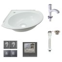 Rohvaskåp för badrum med kran 27,5 x 27,5 x 34,5 cm plast med självhäftande tejp avlopp 3,8 cm vit för WC och små badrum 1