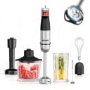 ROJNY 6 in 1 Hand Blender 1500 W Chopper 500 ml Measuring Jug 600 ml Whisk Masher and Milk Frother Stainless Steel Blades Silver-Black For Soups 3