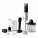 ROJNY 6 in 1 Hand Blender 1500 W Chopper 500 ml Measuring Jug 600 ml Whisk Masher and Milk Frother Stainless Steel Blades Silver-Black For Soups 1