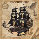 ROKR Seahorse 47 × 18 × 39 cm 3D Wooden Model Ship Building Kit 603 Pieces Elegant Model with Three Masts and Canvas Sails Without Glue 4