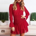 Roll-neck Mini Dress with Ruffles 10
