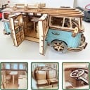 Rompecabezas de madera 3D autobús 29 × 11,5 × 14 cm 226 piezas Modelo cortado con láser Montaje manual con instrucciones 3D Regalo creativo 3