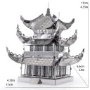 Rompecabezas de metal 3D Torre Yueyang 11 x 6,6 x 11 cm Modelo DIY Kit de construcción Rompecabezas cortado con láser para niños y adultos Recuerdo 2