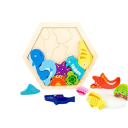 Rompecabezas educativo de madera 18.5 x 16.5 cm Animales marinos Juguete creativo de ensamblaje para niños Desarrollo temprano del pensamiento 2
