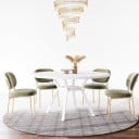 Ronde eettafel 76 x 120 x 59 cm Met een blad van 120 cm diameter en een opbergplank tussen de poten Witte uitvoering met vier uitlopende poten 2