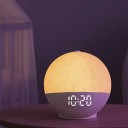 Ronde lichtwekker met zonsopgangsimulatie Bluetooth luidspreker 5 W 30 slaapgeluiden 12 lichtkleuren Linnen lampenkap Grijs Voor de slaapkamer 4