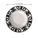 Ronde platte keramische schaal 21,59 cm met een ornamentaal patroon aan de rand decoratieve schaal voor het serveren van maaltijden en desserts 4