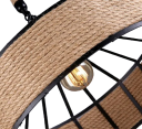 Rope Pendant Light for E27 Bulbs Iron Ceiling Chandelier with Hanging Rope 80 cm Industrial Round Hanging Chandelier with Rope 30 x 14 cm 2