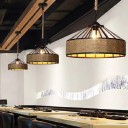 Rope Pendant Light for E27 Bulbs Iron Ceiling Chandelier with Hanging Rope 80 cm Industrial Round Hanging Chandelier with Rope 30 x 14 cm 4