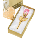 Rosa di cristallo artificiale con stelo dorato in scatola regalo 9 x 3 cm, scatola dorata 3 x 5,5 x 12 cm 4