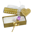 Rosa di cristallo artificiale con stelo dorato in scatola regalo 9 x 3 cm, scatola dorata 3 x 5,5 x 12 cm 5