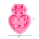 Rosa Silikonform Herz mit Puzzle-Teil 9,3 x 7 cm zum Gießen von Harz Herstellung von Anhängern Schlüsselanhängern Dekorationen und originellen 3