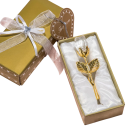 Rose en cristal artificiel avec tige dorée dans une boîte cadeau 9 x 3 cm, boîte dorée 3 x 5,5 x 12 cm 1