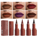 Rossetto opaco e matita per labbra 2 in 1 3 g Strumento cosmetico per il trucco Sottolineatura delle labbra Texture delicata Trucco a lunga durata 76,5 x 26 mm 2