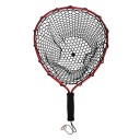 Rött gummerat fisklandningsnät 50 × 35 cm Slitstarkt mesh Robust konstruktion Lätt att hantera Säkert för fisk Ergonomiskt handtag 1