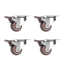 Roulettes de meuble pivotantes avec frein, largeur de la roue 13 mm, plaque de montage 37,5×31 mm, entraxe 28×24 mm, finition marron, capacité 1