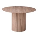 Round Dining Table Lamella Cylindrical Base Diameter 120 cm Solid Wood For 6 People For Dining Room Kitchen and Living Room 10