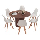 Round Dining Table Lamella Cylindrical Base Diameter 120 cm Solid Wood For 6 People For Dining Room Kitchen and Living Room 5