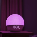 Round Light Alarm Clock with Sunrise Simulation Bluetooth Speaker 5 W 30 Sleep Sounds 12 Light Colours Linen Shade Grey For the Bedroom 5