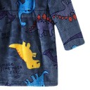 Roupão de criança unisex em pelúcia com cordão em poliéster azul escuro com dinossauros Roupão quente e macio para crianças 2