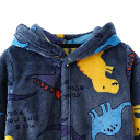 Roupão de criança unisex em pelúcia com cordão em poliéster azul escuro com dinossauros Roupão quente e macio para crianças 4