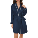 Roupão Feminino Elegante Roupão leve com atilho na cintura Confortável poliéster suave para relaxamento em casa, preparações matinais e descanso noturno 12