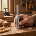 Rovná fréza TCT 8 x 38 mm Trojbritá drážkovacia Stopka 1/2 palca 12,7 mm Tvrdokov Horná frézka aj CNC Strieborná Drevo a drevotrieska 4