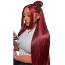 Rovná paruka z lidských vlasů s krajkovým uzávěrem 33 x 10 cm délka 61 cm hustota 200 % vínově červená na denní i společenské nošení 1