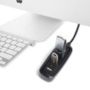 Rozbočovač USB 2.0 se 4 porty a modrou LED kontrolkou Rozšíření portů pro notebook i stolní počítač Kompaktní černý hub s kabelem 7