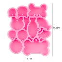 Roze siliconen mal met mix van vormen 11,5 x 9,7 cm vis bot kat ovaal rondjes voor het gieten van hars voor het maken van sleutelhangers en versieringen 1