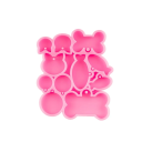 Roze siliconen mal met mix van vormen 11,5 x 9,7 cm vis bot kat ovaal rondjes voor het gieten van hars voor het maken van sleutelhangers en versieringen 1