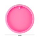 Roze siliconen mal rond hangertje 8,5 cm voor hars productie van hangdecoraties onderzetters sieraden met een opening om op te hangen 2