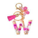 Roze sleutelhanger 5 cm Hars sleutelhanger met initialen en bloemen Decoratieve versiering voor tas rugzak cadeau voor vrouwen 21