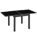 Rozkládací zahradní stůl se skleněnou deskou 80-160 x 80 x 75 cm Hliník a tvrzené sklo Tmavě šedý Pro 4 až 6 osob Na terasu i do zahrady 1