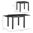 Rozkládací zahradní stůl se skleněnou deskou 80-160 x 80 x 75 cm Hliník a tvrzené sklo Tmavě šedý Pro 4 až 6 osob Na terasu i do zahrady 3