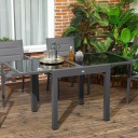 Rozkládací zahradní stůl se skleněnou deskou 80-160 x 80 x 75 cm Hliník a tvrzené sklo Tmavě šedý Pro 4 až 6 osob Na terasu i do zahrady 2