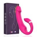 Różowy wibrator w kształcie litery U z podgrzewaniem, 10 trybów wibracji, podwójna stymulacja, magnetyczne ładowanie USB, wodoodporny, dyskretne opakowanie 6