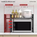 Rozszerzalny stojak na mikrofalówkę 40–60 x 36 x 46 cm Czarny Regulowana półka do kuchni, organizer z haczykami 4