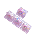 Roztomilé krytky kláves s kočičí tlapkou 4 ks plast průhledné glitter keycaps pro mechanickou herní klávesnici set 3