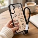 Roztomilý kryt pro Samsung Galaxy S24 Ultra Se šňůrkou na zápěstí S motivem zvířátek Akrylový průhledný obal na mobil 11