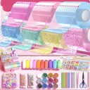 Ruban adhésif double face en nano-gel gonflable DIY 2 pcs 1 m x 5 cm Ruban coloré étanche extensible avec paillettes. 1